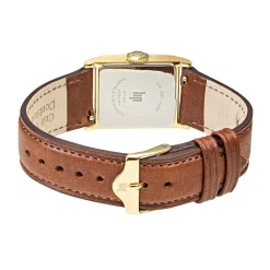 LIP Montre Churchill C18 Argenté cadran doré fond argenté bracelet cuir de vache camel Discount