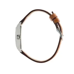 LIP Montre Churchill T18 Argenté cadran argenté fond argenté bracelet cuir marron Sale