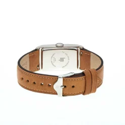 LIP Montre Churchill T18 Argenté cadran argenté fond argenté bracelet cuir marron Sale