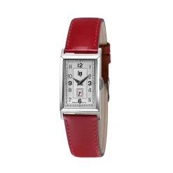 LIP Montre Churchill T18 Argenté cadran argenté fond argenté bracelet cuir rouge Online
