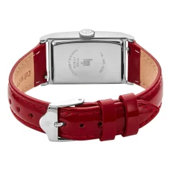 LIP Montre Churchill T18 Argenté cadran argenté fond argenté bracelet cuir rouge Online