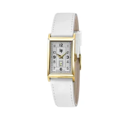 LIP Montre Churchill T18 Argenté cadran doré fond argenté bracelet cuir blanc Hot