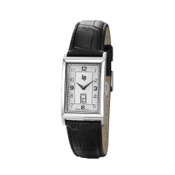 LIP Montre Churchill T24 Argenté cadran gris fond argenté bracelet cuir noir Outlet