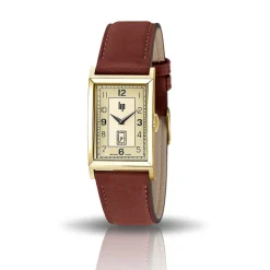 LIP Montre Churchill T24 Champagne cadran doré fond champagne bracelet cuir marron Clearance