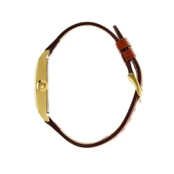 LIP Montre Churchill T18 Doré cadran doré fond doré bracelet cuir marron Hot