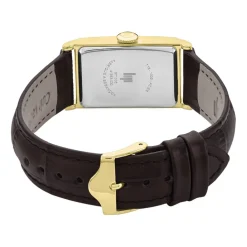LIP Montre Churchill T18 Doré cadran doré fond doré bracelet cuir marron Outlet