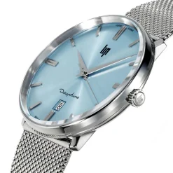 LIP Montre Dauphine 38 Bleu cadran argenté fond bleu bracelet acier argenté Clearance