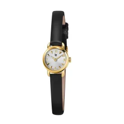LIP Montre Henriette 19 Argenté cadran doré fond argenté bracelet cuir de vache noir Hot