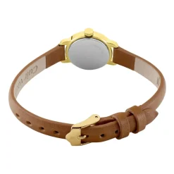 LIP Montre Henriette 19 Argenté cadran doré fond argenté bracelet cuir marron New