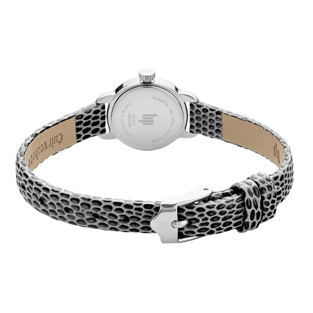 LIP Montre Henriette 19 Argenté cadran argenté fond argenté bracelet cuir gris Best