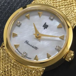 LIP Montre Henriette 22 Nacre Blanche cadran doré fond nacre blanche bracelet acier doré Best