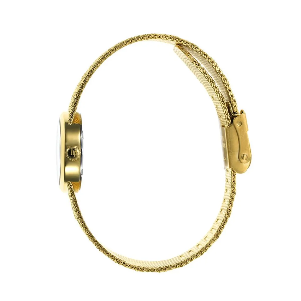 LIP Montre Henriette Diamant Nacre Noire cadran doré fond nacre noire bracelet acier doré Clearance