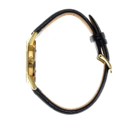 LIP Montre Himalaya 35 Argenté cadran doré fond argenté bracelet cuir de vache noir New