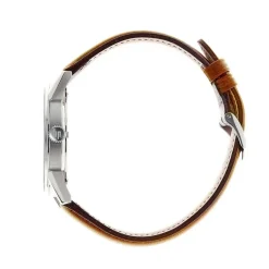 LIP Montre Himalaya 40 Bleu cadran argenté fond bleu bracelet cuir marron New