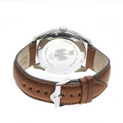 LIP Montre Himalaya 40 Bleu cadran argenté fond bleu bracelet cuir marron New