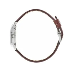 LIP Montre Himalaya 29 C艙ur Battant Argenté cadran argenté fond argenté bracelet cuir marron