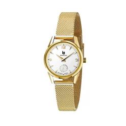 LIP Montre Himalaya 29 C艙ur Battant Blanc cadran doré fond blanc bracelet acier doré Outlet