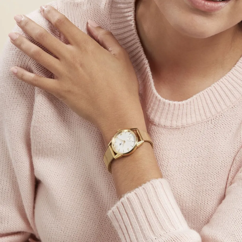 LIP Montre Himalaya 29 C艙ur Battant Blanc cadran doré fond blanc bracelet acier doré Outlet