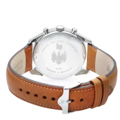 LIP Montre Himalaya Chrono Bleu cadran argenté fond bleu bracelet cuir marron Discount