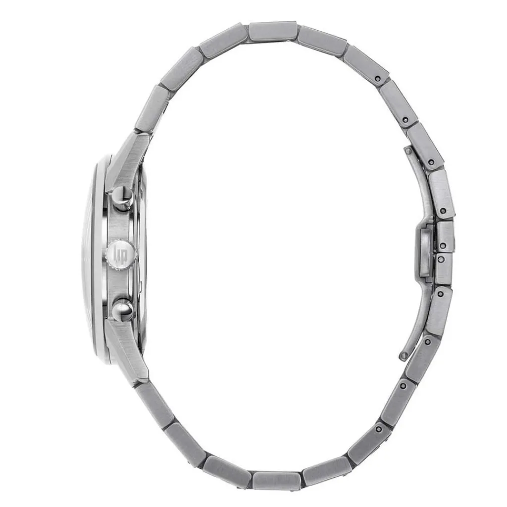 LIP Montre Himalaya Chrono Bleu cadran argenté fond bleu bracelet acier argenté