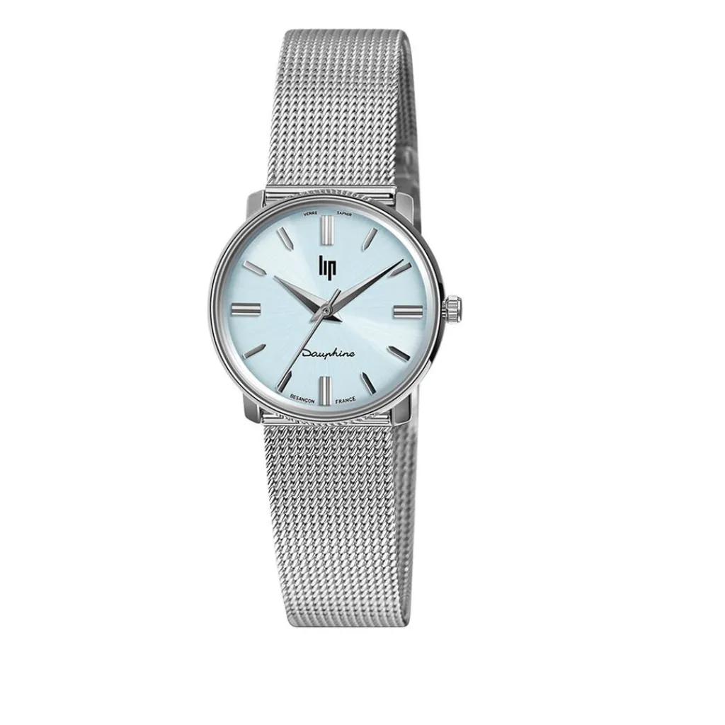 LIP Montre Himalaya Dauphine 29 Bleu cadran argenté fond bleu bracelet acier argenté Online