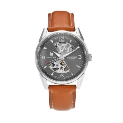 LIP Montre Himalaya Sablier 40 Gris cadran argenté fond gris bracelet cuir marron Sale