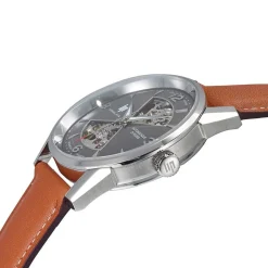 LIP Montre Himalaya Sablier 40 Gris cadran argenté fond gris bracelet cuir marron Sale