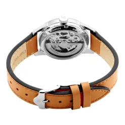 LIP Montre Himalaya Sablier 33 Argenté cadran argenté fond argenté bracelet cuir orange Discount