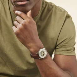 LIP Montre Himalaya Squelette Argenté cadran argenté fond argenté bracelet cuir marron New