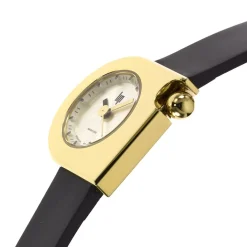 LIP Montre Mach 2000 Mini Moon Doré cadran doré fond doré bracelet cuir de vache noir