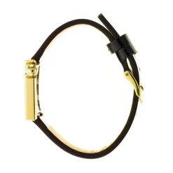 LIP Montre Mach 2000 Mini Moon Doré cadran doré fond doré bracelet cuir de vache noir