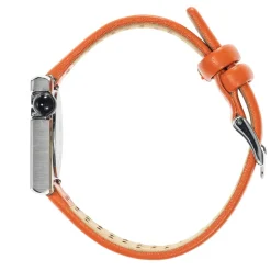 LIP Montre Mach 2000 Mini Square Argenté cadran argenté fond argenté bracelet cuir de vache orange Hot