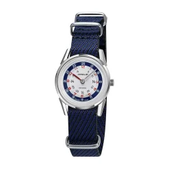 LIP Montre Mini Argenté cadran argenté fond argenté bracelet nylon bleu Sale