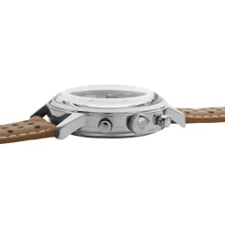 LIP Montre Rallye Bleu cadran argenté fond bleu bracelet cuir marron Hot