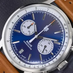 LIP Montre Rallye Bleu cadran argenté fond bleu bracelet cuir marron Best