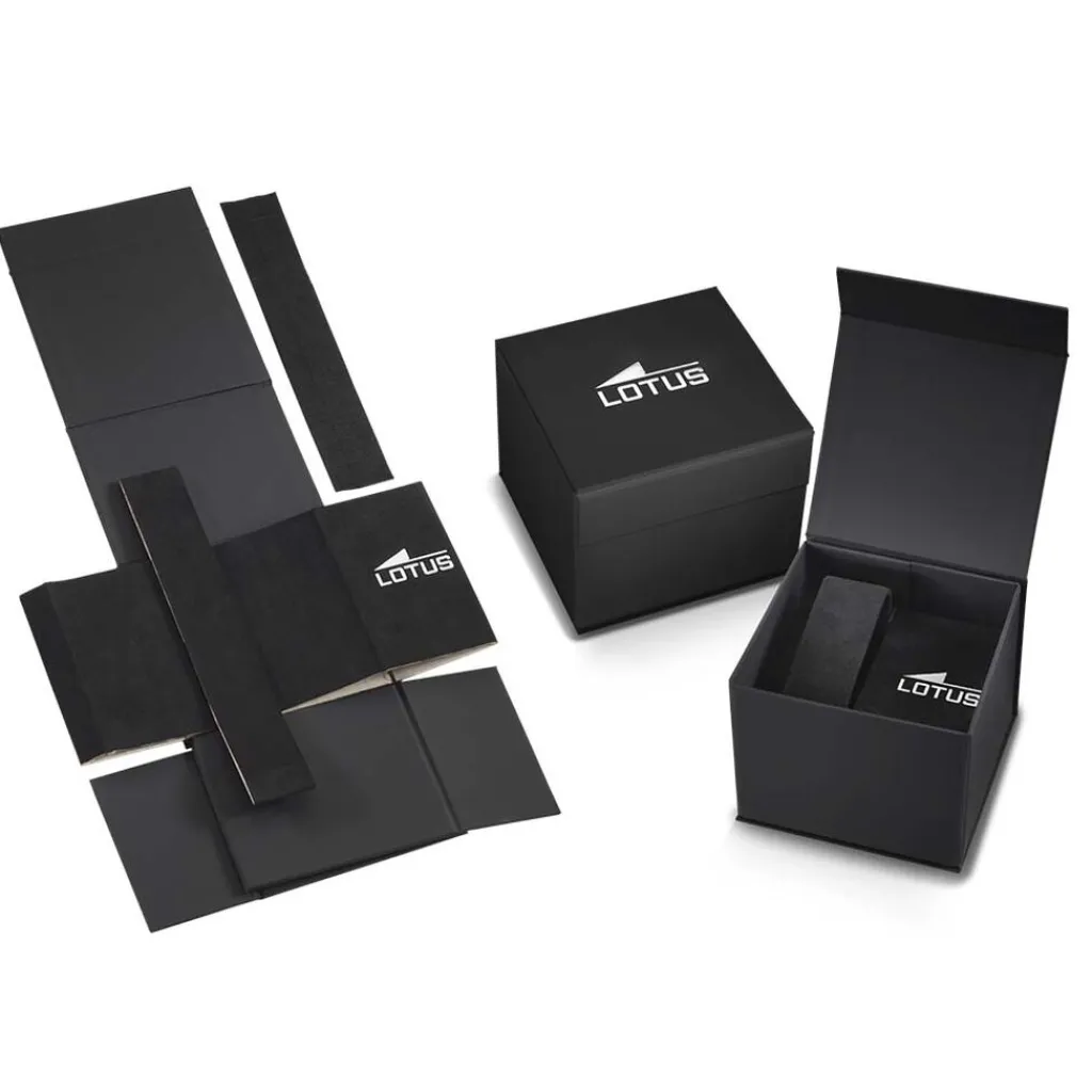 LOTUS Montre Chrono Noir cadran gris fond noir bracelet acier gris Clearance