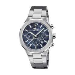 LOTUS Montre Excellent Bleu cadran argenté fond bleu bracelet acier argenté Hot