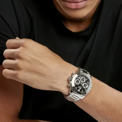 LOTUS Montre Freedom Collection Noir cadran argenté fond noir bracelet acier argenté Online