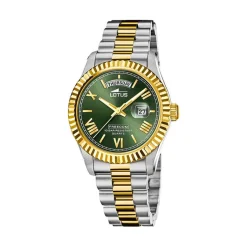 LOTUS Montre Freedom Collection Vert cadran argenté fond vert bracelet acier bicolore Outlet