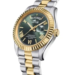 LOTUS Montre Freedom Collection Vert cadran argenté fond vert bracelet acier bicolore Outlet