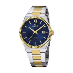 LOTUS Montre Freedom Collection Bleu cadran argenté fond bleu bracelet acier bicolore Outlet
