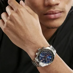 LOTUS Montre Freedom Collection Bleu cadran argenté fond bleu bracelet acier argenté Outlet