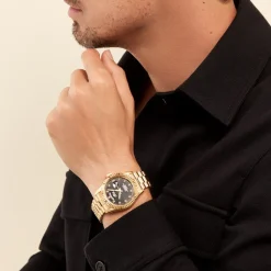 LOTUS Montre Freedom Collection Noir cadran doré fond noir bracelet acier doré Outlet