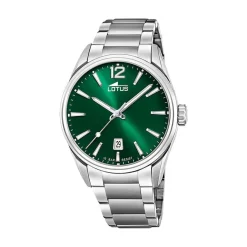 LOTUS Montre Minimalist Vert cadran argenté fond vert bracelet acier argenté Discount