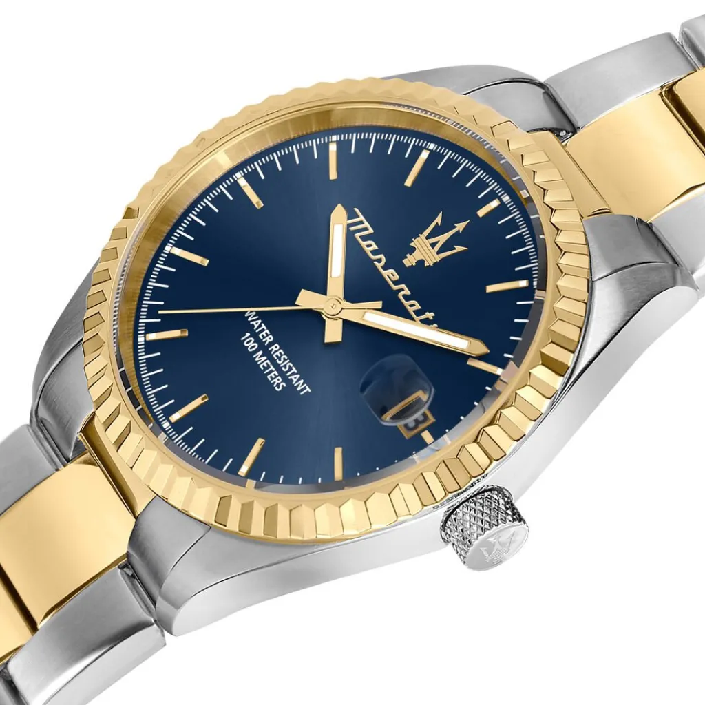 MASERATI Montre Competizione Bleu cadran argenté fond bleu bracelet acier bicolore Sale