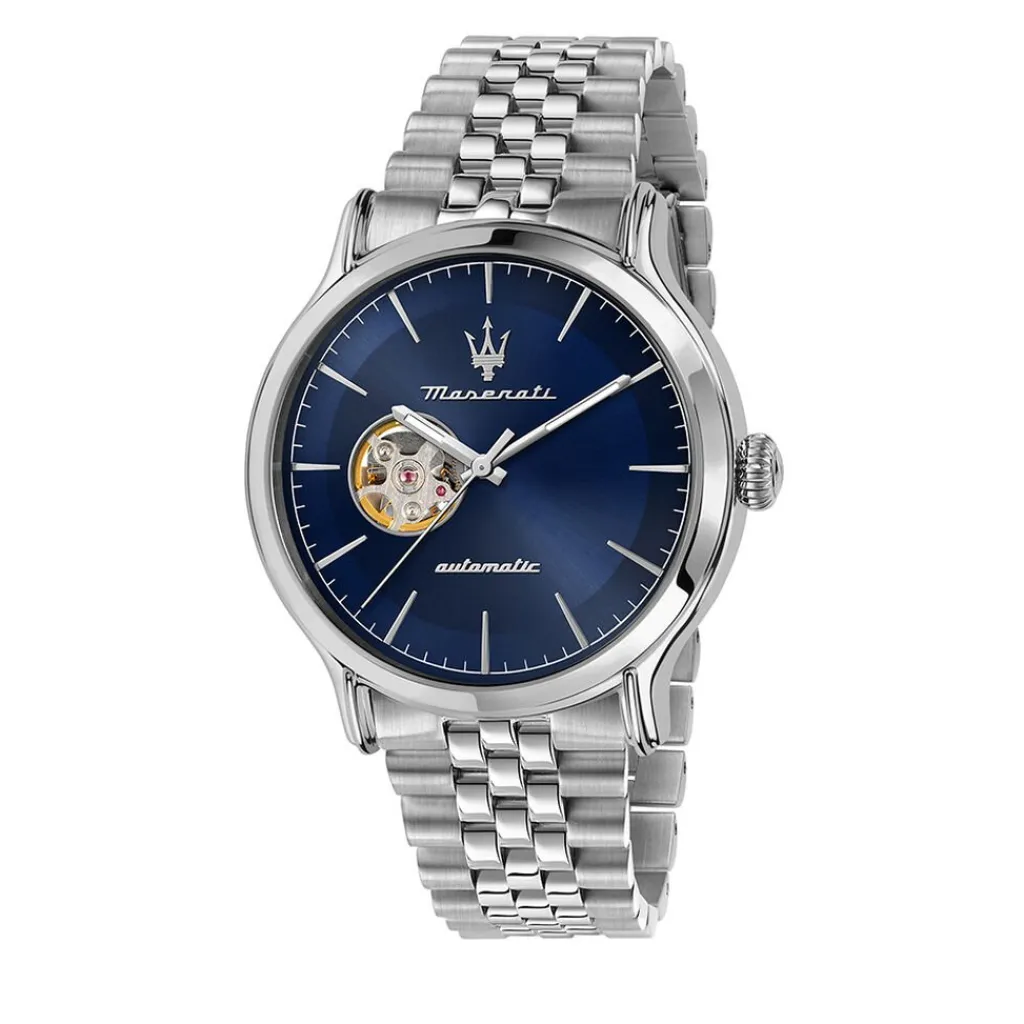 MASERATI Montre Epoca Bleu cadran argenté fond bleu bracelet métal argenté Sale