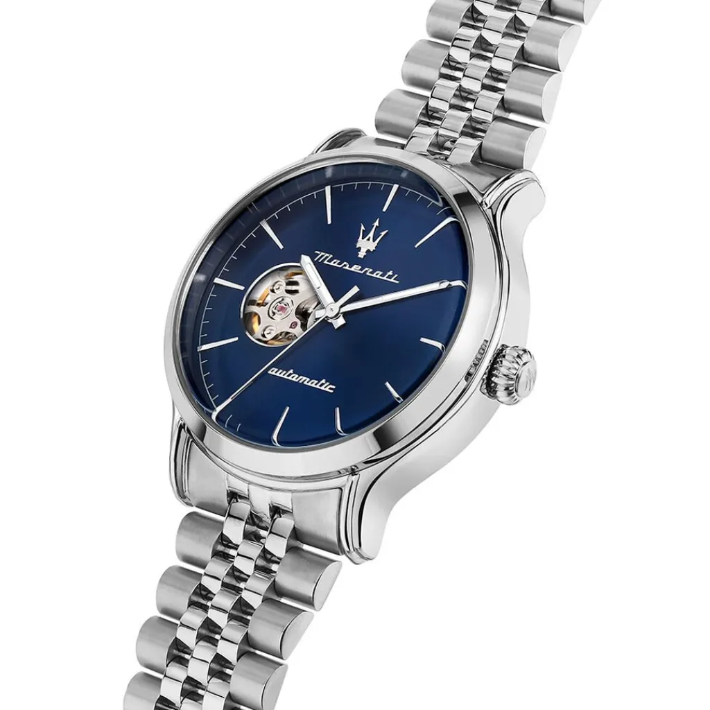 MASERATI Montre Epoca Bleu cadran argenté fond bleu bracelet métal argenté Sale