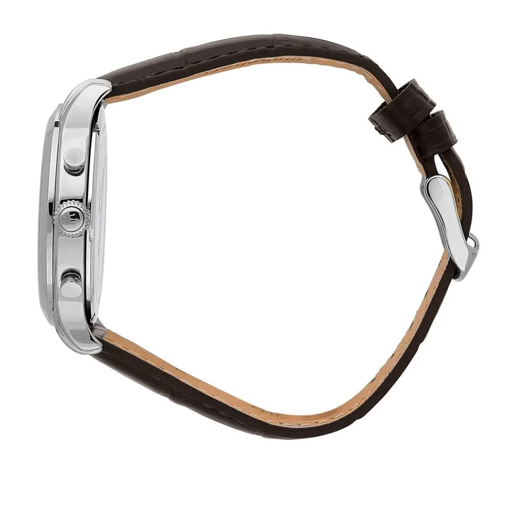 MASERATI Montre Epoca Bleu cadran argenté fond bleu bracelet cuir marron Sale