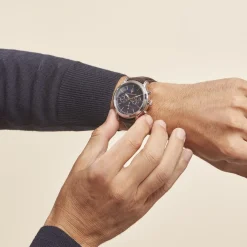 MASERATI Montre Epoca Bleu cadran argenté fond bleu bracelet cuir marron Sale