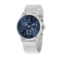 MASERATI Montre Epoca Bleu cadran argenté fond bleu bracelet acier argenté Hot